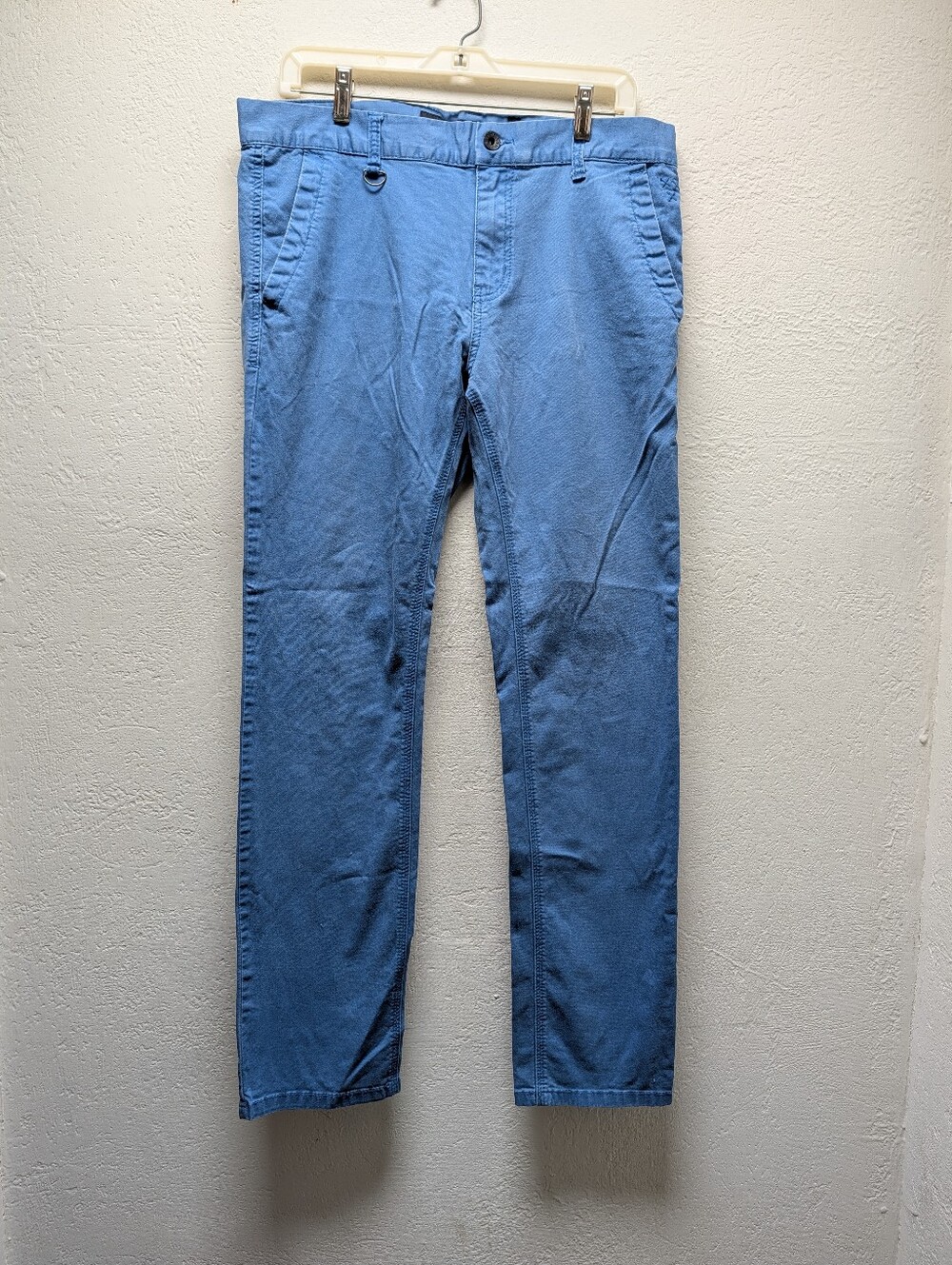 Rude Men's Blue Skinny Chino Pants Stretch Cotton Twill Size 34 D-Ring Detail